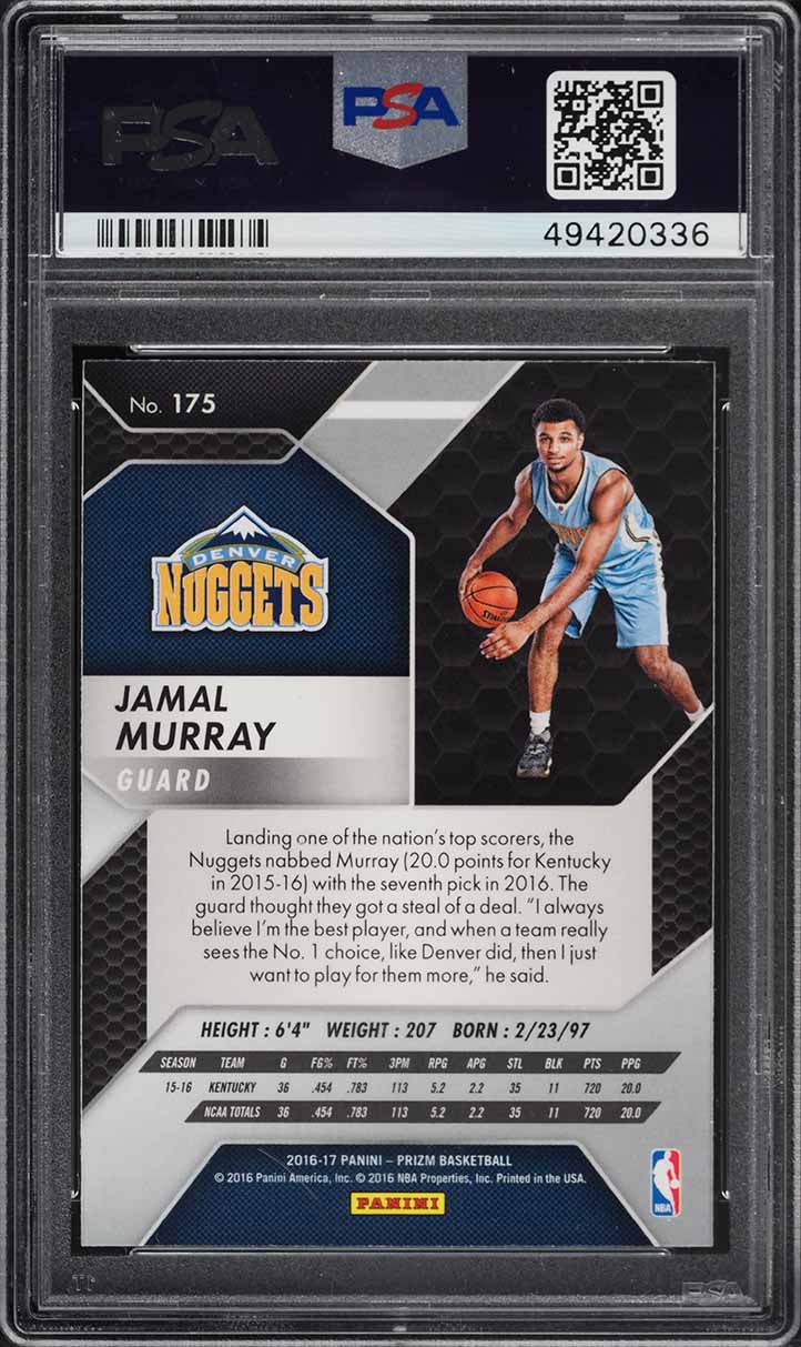 2016 Panini Prizm Jamal Murray ROOKIE #175 PSA 10 GEM MINT