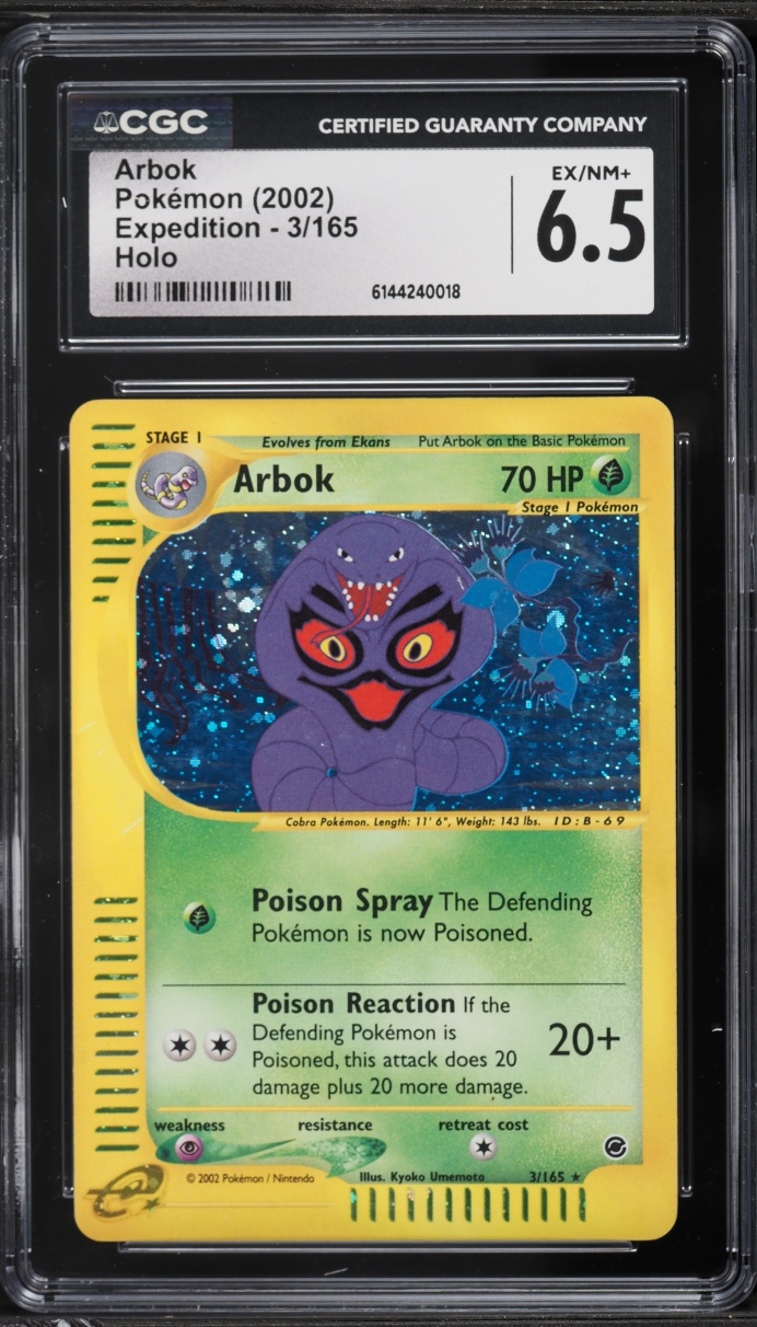 2002 Pokemon Expedition Holo Arbok #3 CGC 6.5 EXMT+