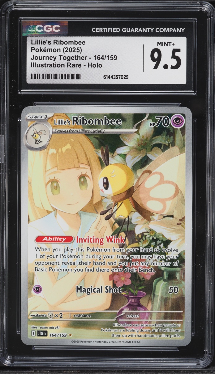 2025 Pokemon Scarlet & Violet Journey Together IR Lillie's Ribombee #164 CGC 9.5 MINT+