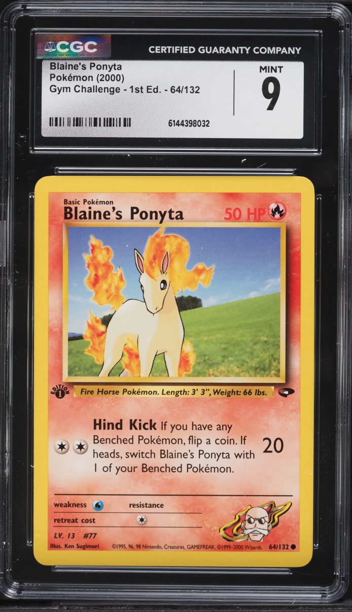 2000 Pokemon Gym Challenge 1st Edition Blaine's Ponyta #64 CGC 9 MINT