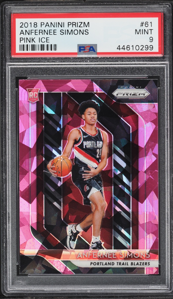 2018 Panini Prizm Pink Ice Anfernee Simons ROOKIE #61 PSA 9 MINT
