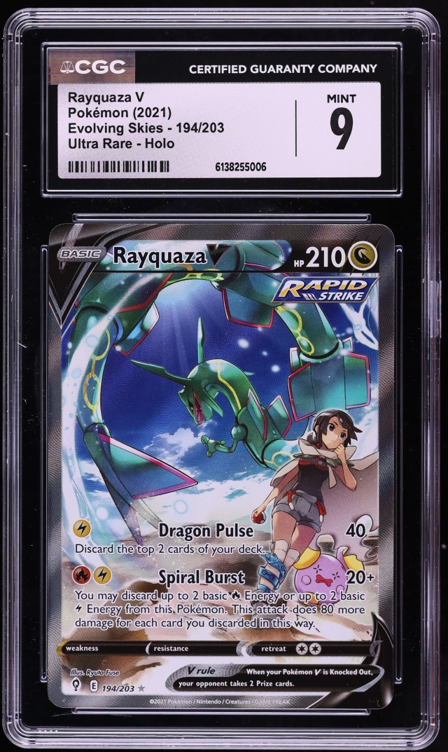 2021 Pokemon Sword & Shield Evolving Skies Full Art Rayquaza V #194 CGC 9 MINT