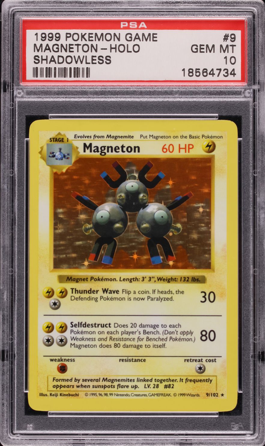 1999 Pokemon Base Set Shadowless Holo Magneton #9 PSA 10 GEM MINT