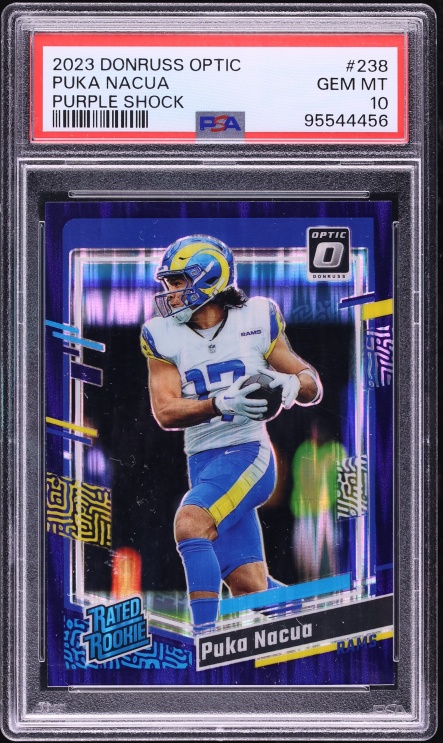 2023 Donruss Optic Purple Shock Puka Nacua ROOKIE #238 PSA 10 GEM MINT