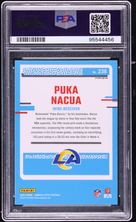 2023 Donruss Optic Purple Shock Puka Nacua ROOKIE #238 PSA 10 GEM MINT