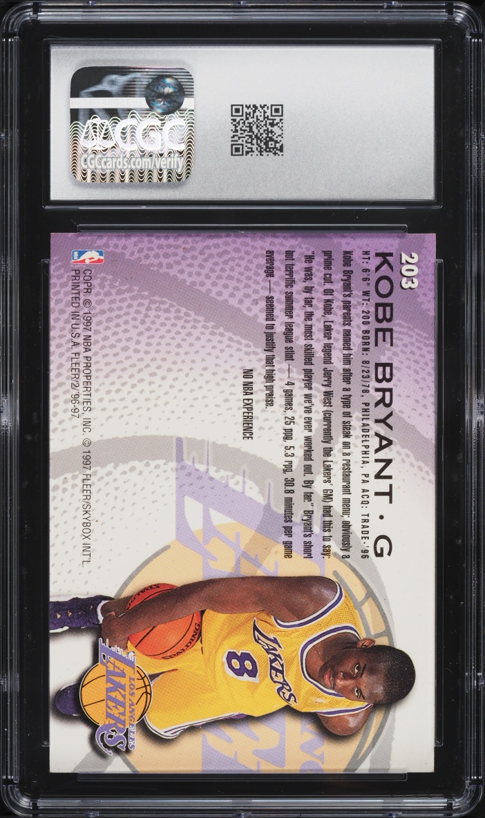 1996 Fleer Basketball Kobe Bryant ROOKIE #203 CGC 5.5 EX+