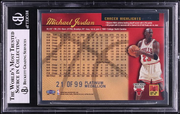 1998 Ultra Platinum Medallion Michael Jordan /99 #85 BGS 9 MINT