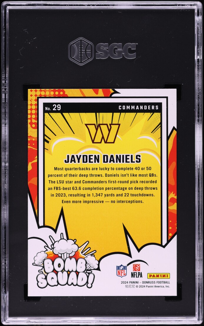 2024 Donruss Bomb Squad! Jayden Daniels ROOKIE #29 SGC 9 MINT