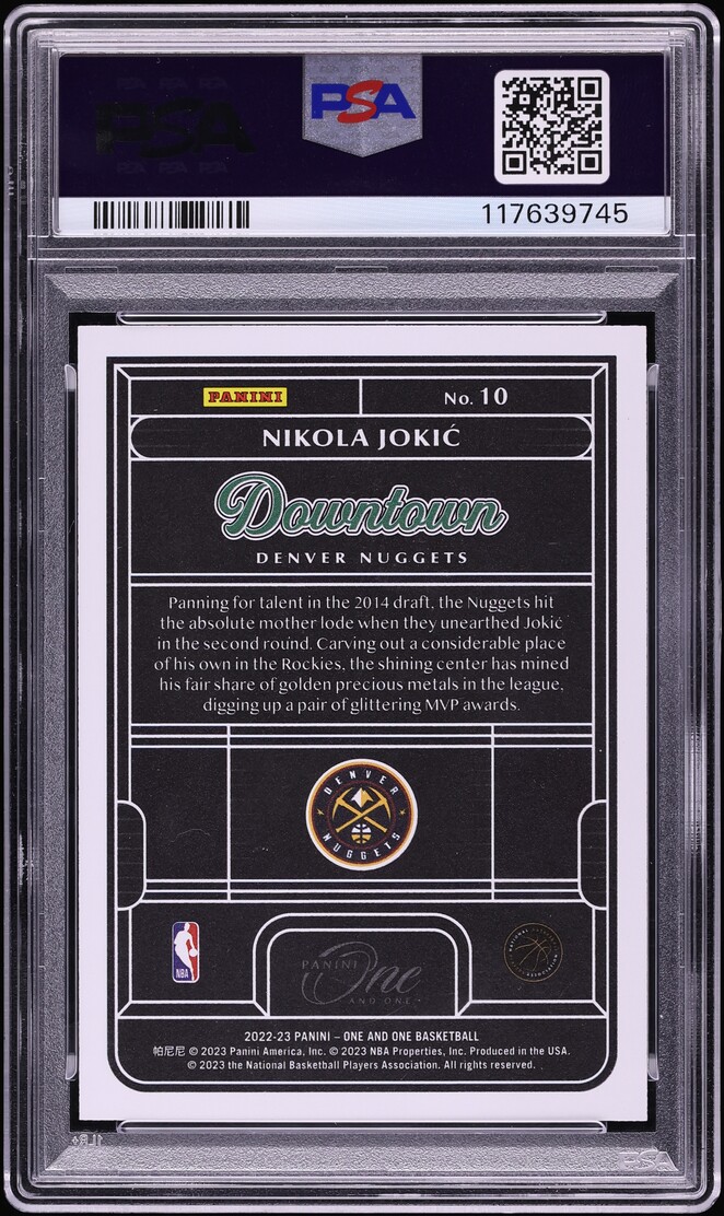 2022 Panini One And One Downtown Nikola Jokic #10 PSA 10 GEM MINT