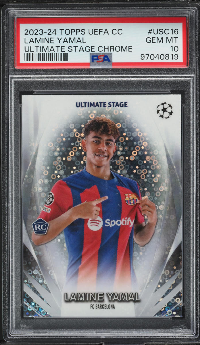 2023 Topps UEFA Ultimate Stage Chrome Lamine Yamal ROOKIE #USC16 PSA 10 ...