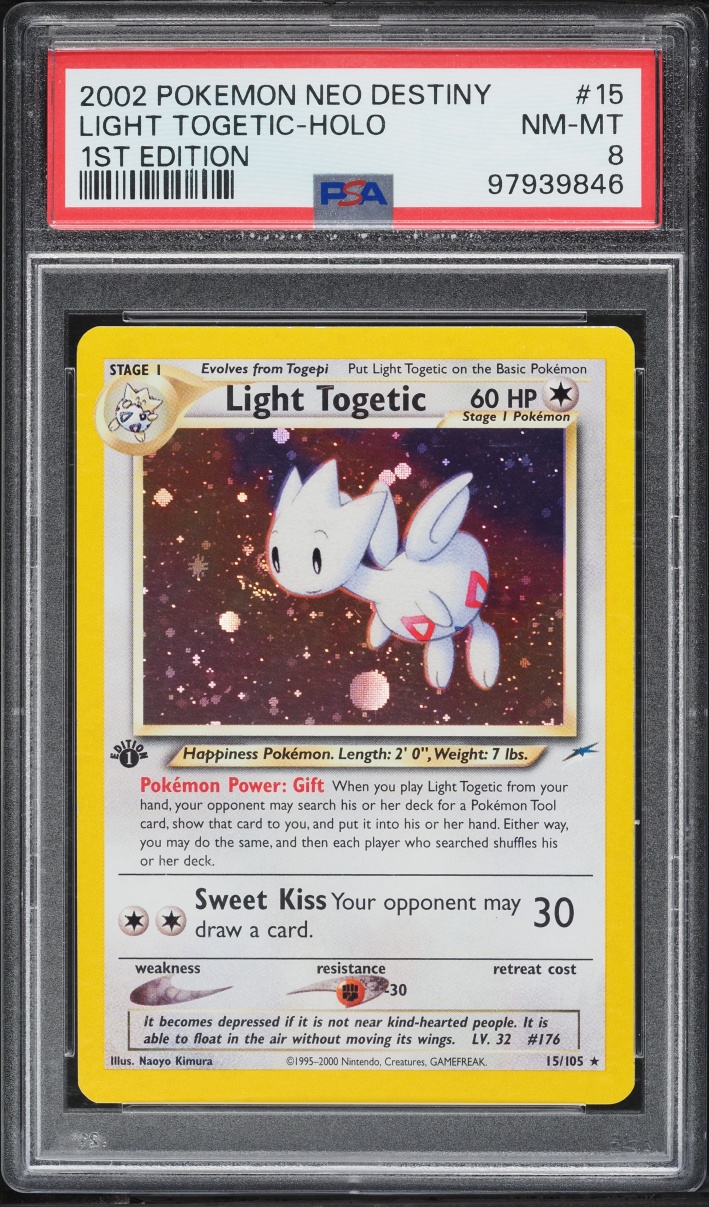 2002 Pokemon Neo Destiny 1st Edition Holo Light Togetic #15 PSA 8 NM-MT