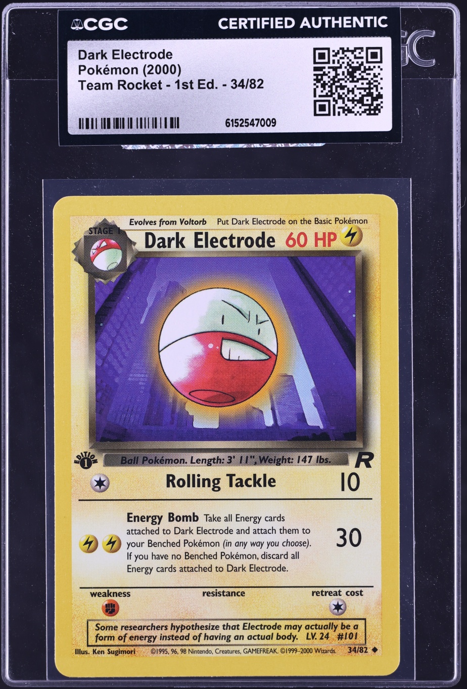 2000 Pokemon Team Rocket 1st Edition Dark Electrode #34 CGC AUTH