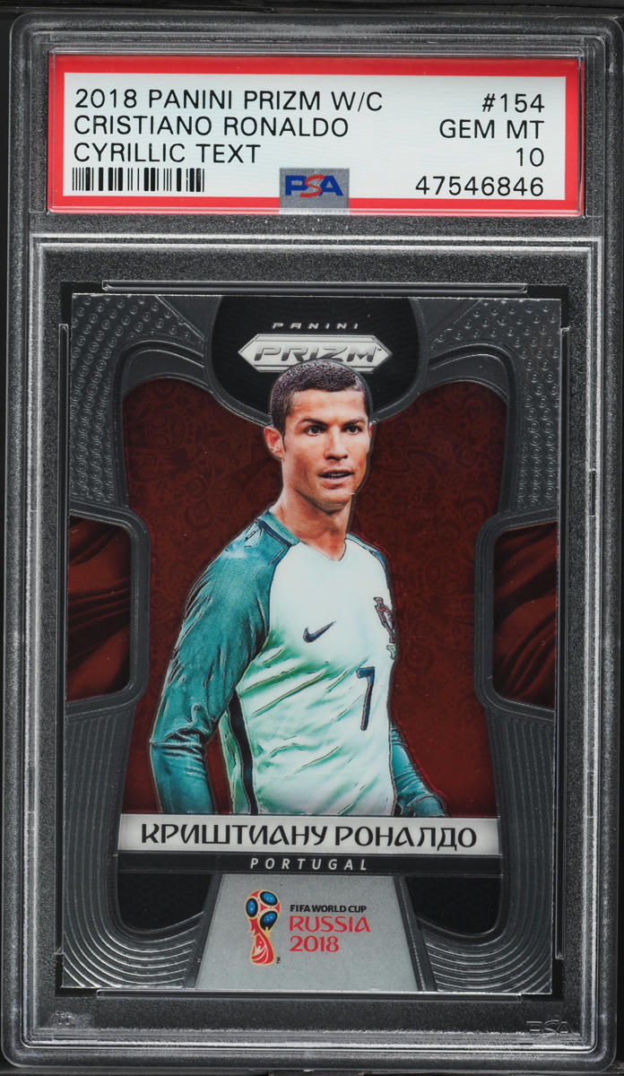 2018 Panini Prizm World Cup Cyrillic Cristiano Ronaldo PSA