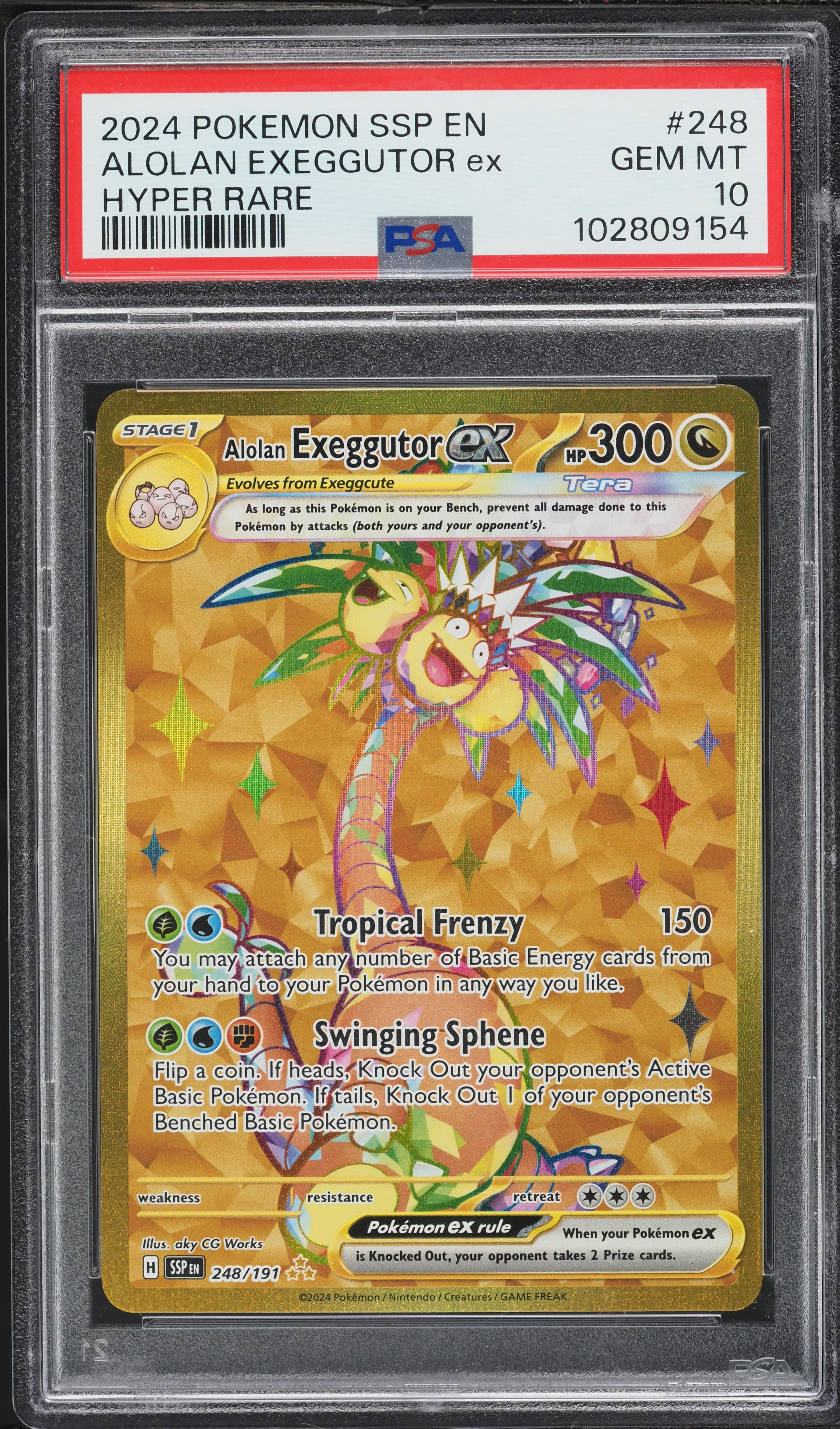 2024 Pokemon Scarlet & Violet Surging Sparks Gold Rare Alolan Exeggutor ex #248 PSA 10 GEM MINT