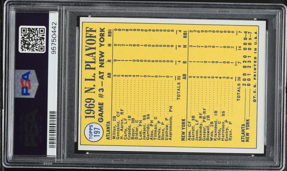 1970 Topps N.L. Playoff Game 3 RYAN SAVES THE DAY! #197 PSA 8 NM-MT