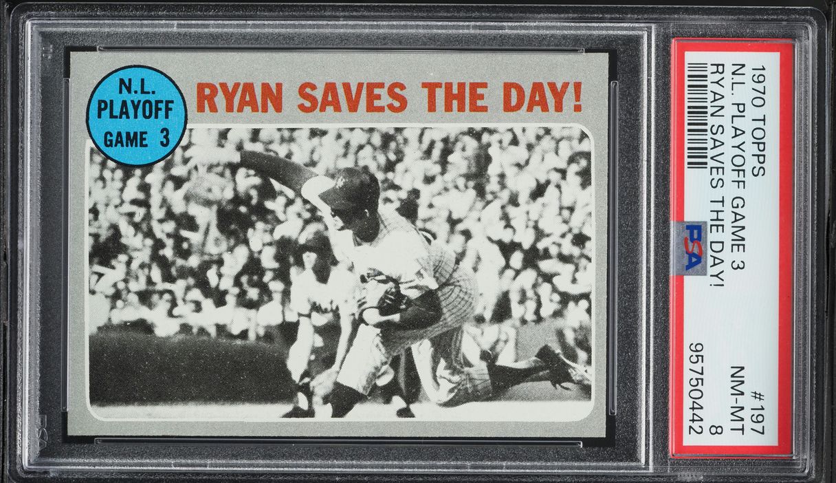 1970 Topps N.L. Playoff Game 3 RYAN SAVES THE DAY! #197 PSA 8 NM-MT