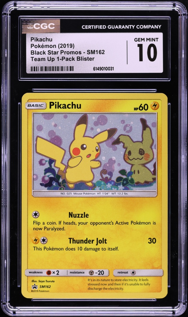 2019 Pokemon Sun & Moon Promo Team Up Single Pack Blister Holo Pikachu #SM162 CGC 10 GEM MINT