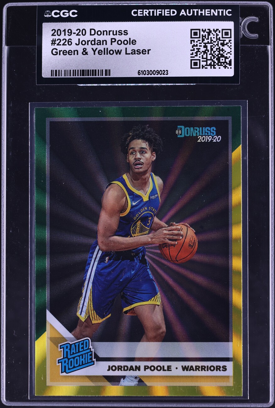 2019 Donruss Green & Yellow Laser Jordan Poole ROOKIE #226 CGC