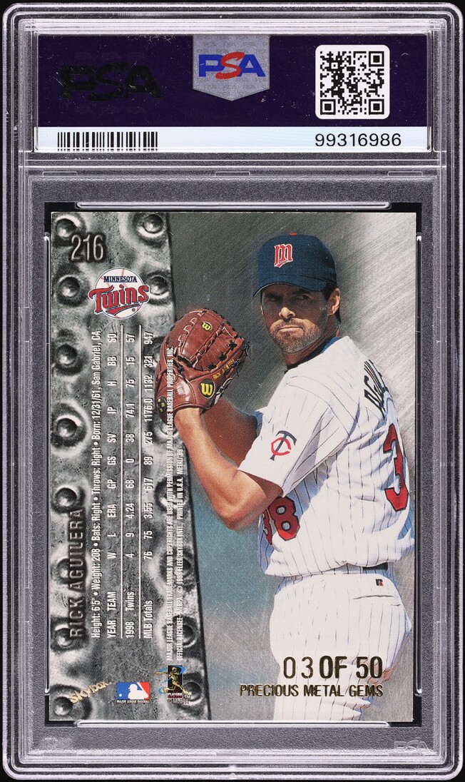 1999 Metal Universe Precious Metal Gems PMG Rick Aguilera /50 #216 PSA 7 NRMT