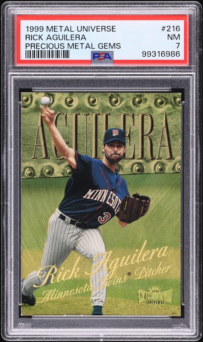 1999 Metal Universe Precious Metal Gems PMG Rick Aguilera /50 #216 PSA 7 NRMT