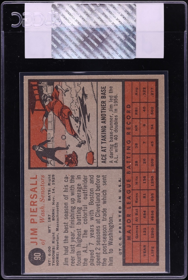 1962 Topps Jim Piersall #90 CGC AUTH