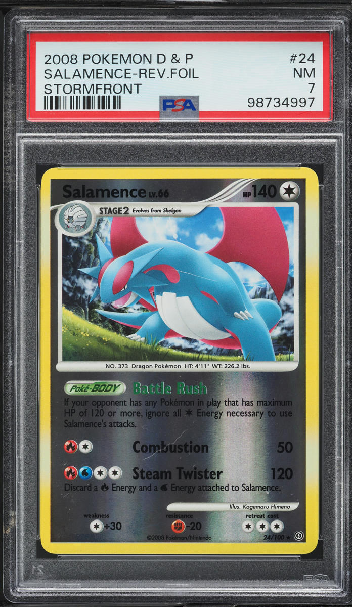 2008 Pokemon Diamond & Pearl Stormfront Reverse Holo Salamence #24 PSA 7 NRMT