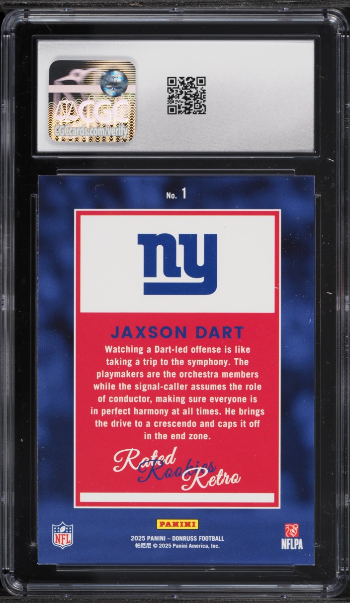2025 Donruss Rated Rookies Retro Jaxson Dart ROOKIE #1 CGC 9 MINT
