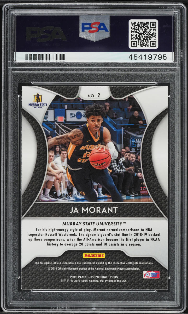 2019 Panini Prizm Draft Picks Ja Morant ROOKIE #2 PSA 8 NM-MT