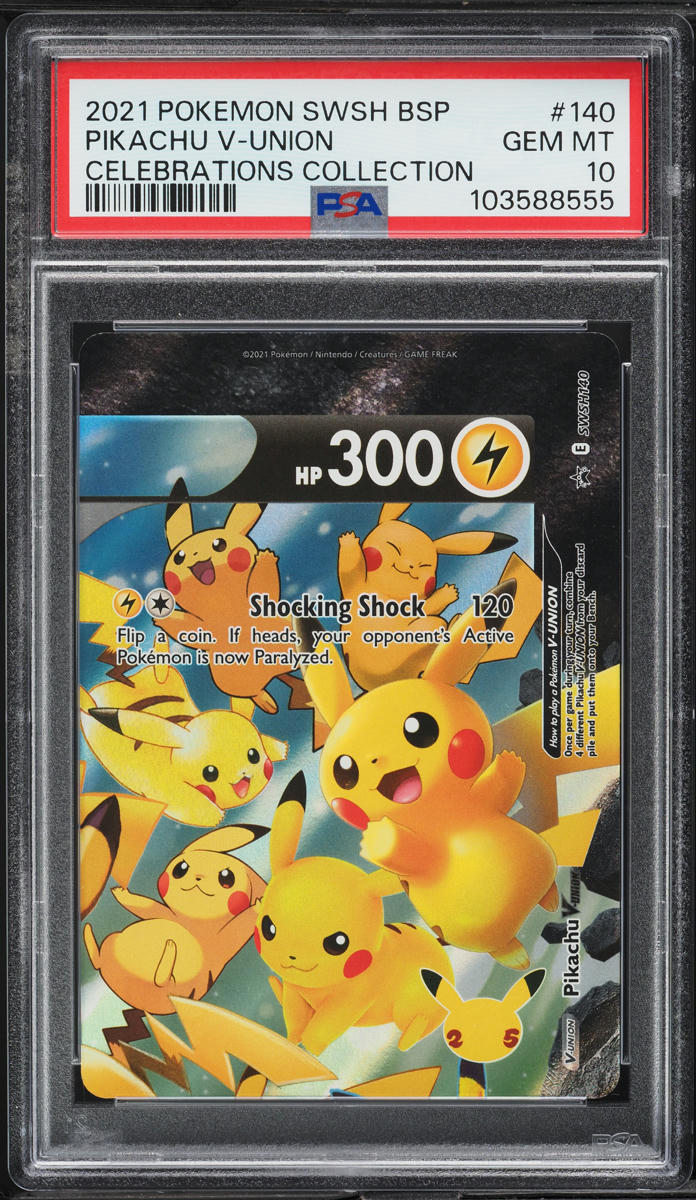 2021 Pokemon SWSH Black Star Promo Celebrations Pikachu V Union #140 PSA 10 GEM - Main Image