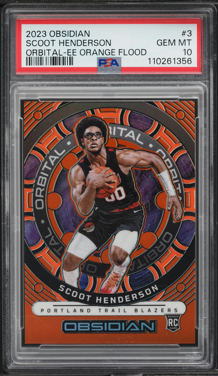 2023 Panini Obsidian Orbital E/E Orange Flood Scoot Henderson RC /75 #3 PSA 10