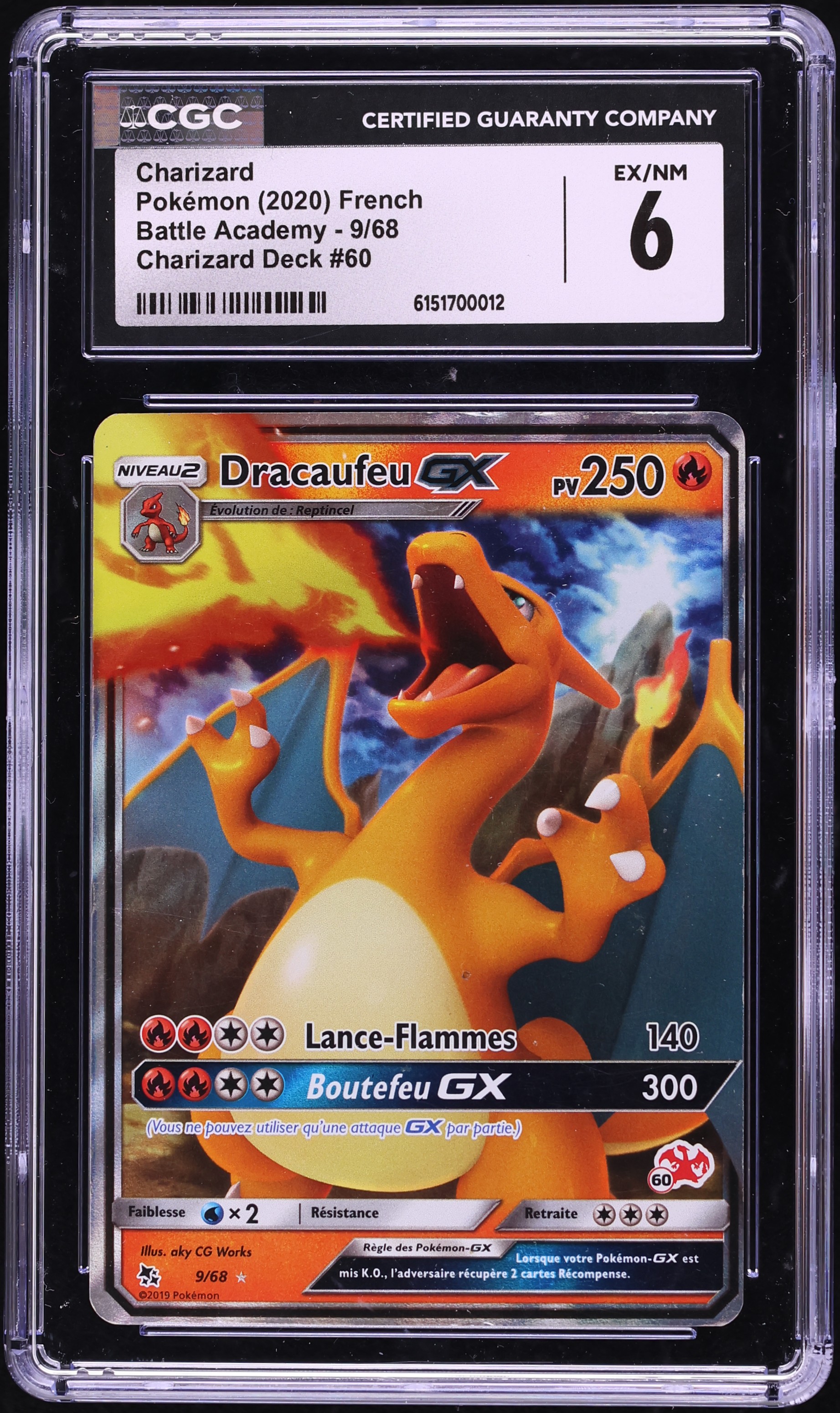 2020 Pokemon French Battle Academy Charizard Deck #60 Charizard #9 CGC 6 EXMT
