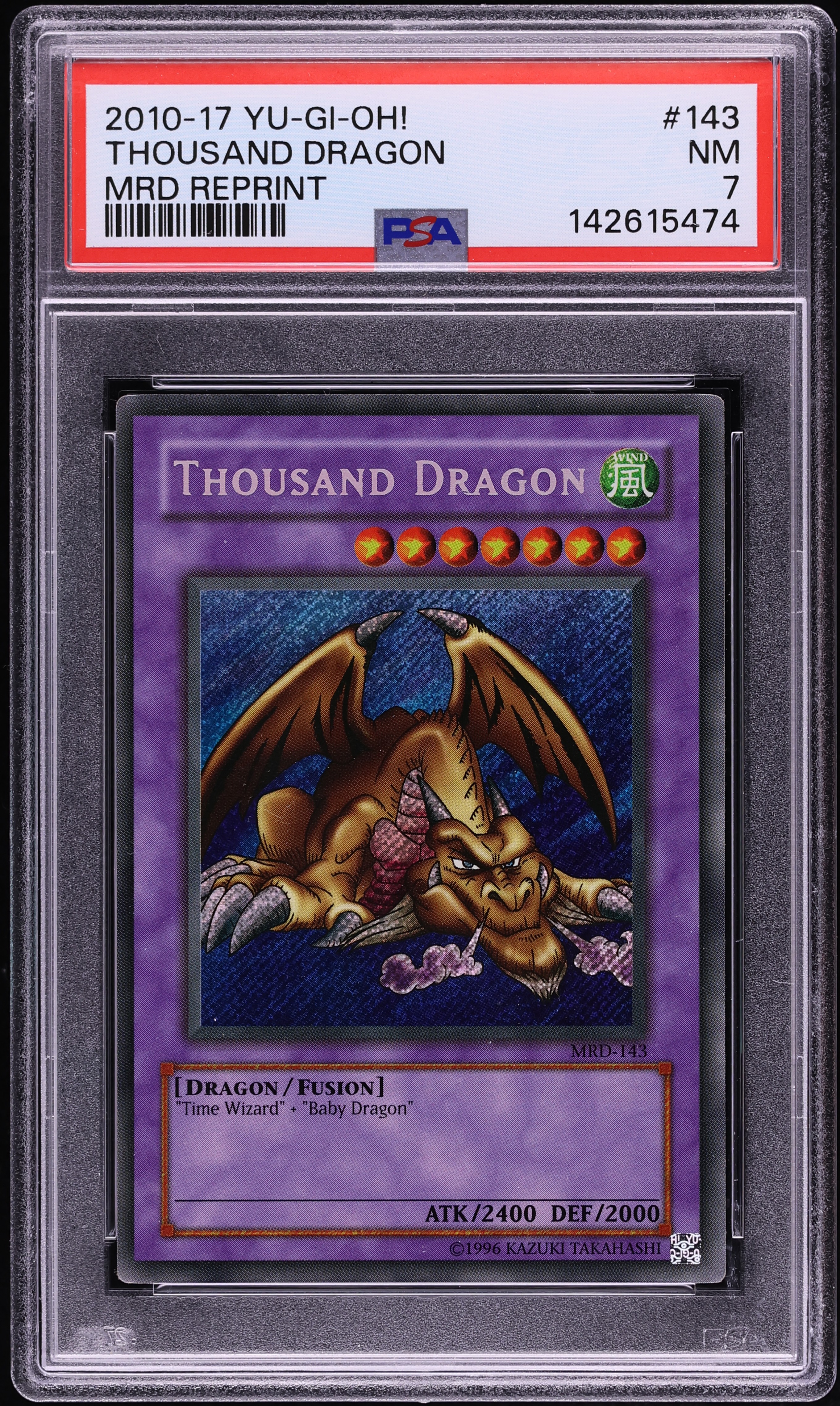 2010 Yu-Gi-Oh! Metal Raiders Reprint Secret Rare Thousand Dragon #MRD-143 PSA 7 NRMT