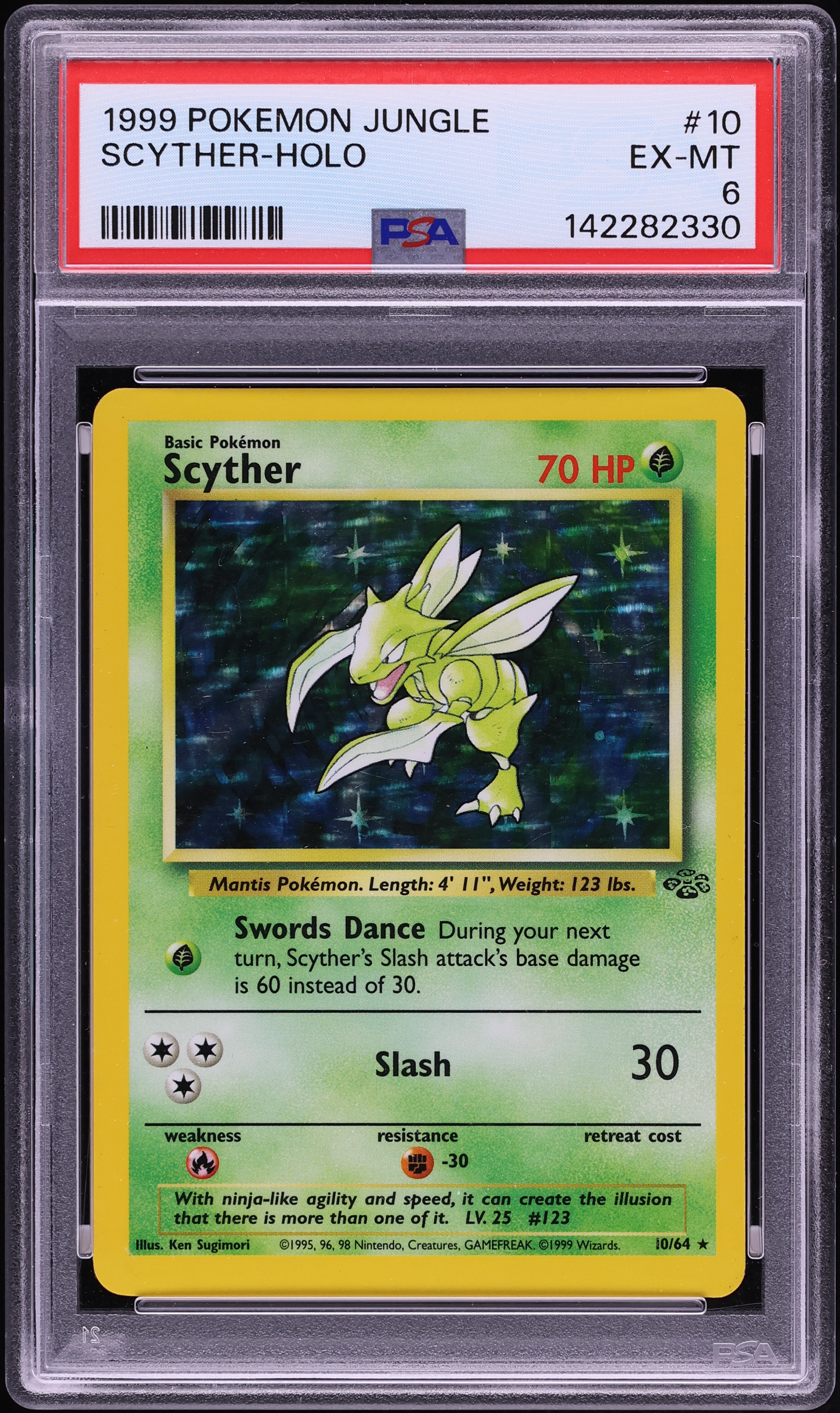 1999 Pokemon Jungle Holo Scyther #10 PSA 6 EXMT