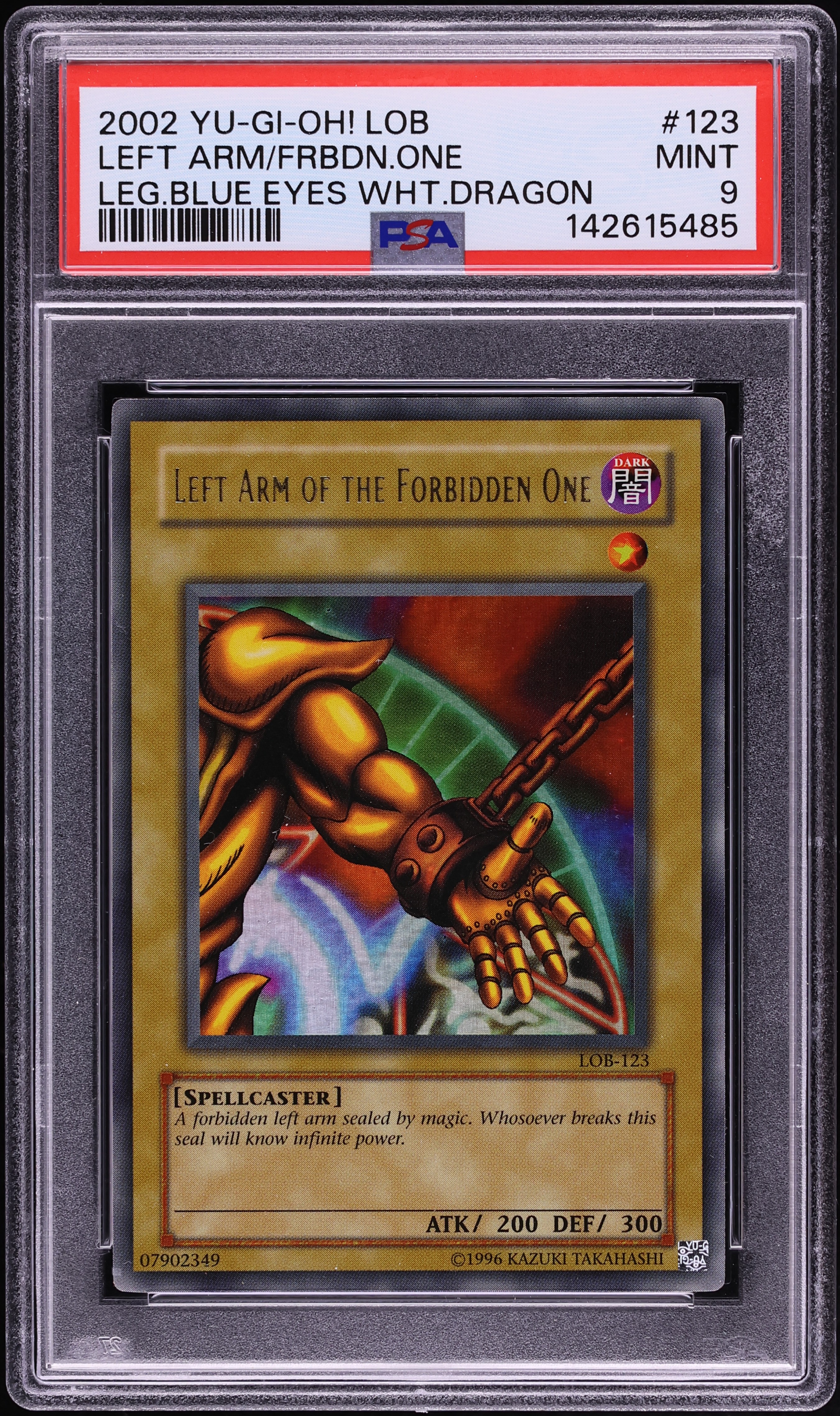 2002 Yu-Gi-Oh! Legend Of Blue-Eyes Ultra Rare Left Arm Of The Forbidden One #LOB-123 PSA 9 MINT