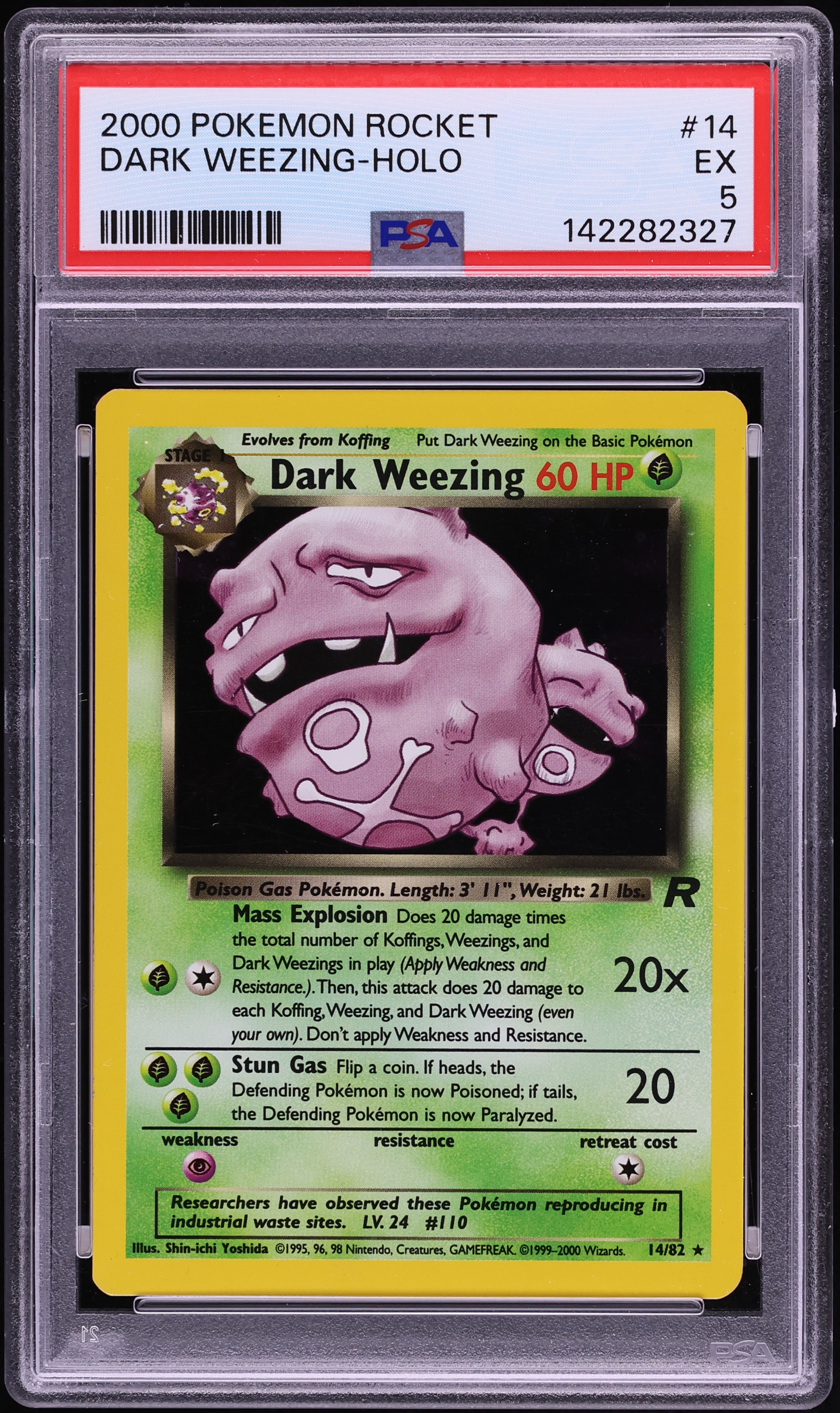 2000 Pokemon Team Rocket Holo Dark Weezing #14 PSA 5 EX