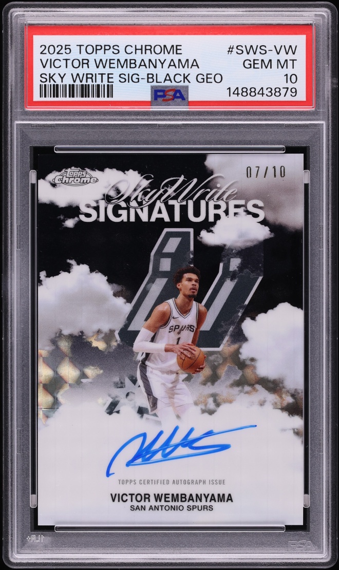 2025 Topps Chrome Sky Write Signatures Black Geo Victor Wembanyama AUTO /10 PSA 10 GEM MINT