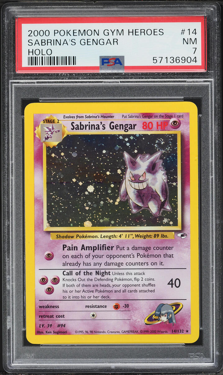 2000 Pokemon Gym Heroes Holo Sabrina's Gengar #14 PSA 7 NRMT