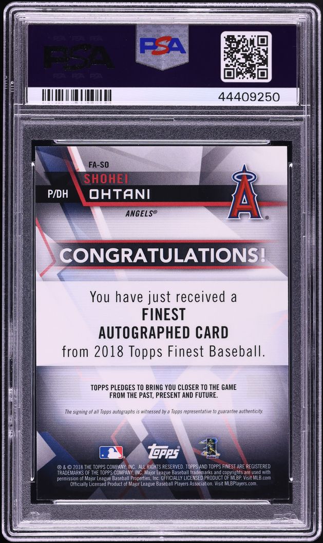 2018 Finest Gold Refractor Shohei Ohtani ROOKIE AUTO DNA 10 /50 #FA-SO PSA 10 GEM MINT