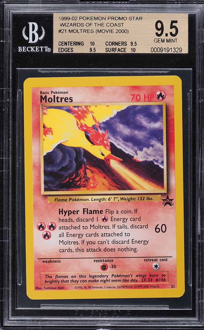 1999 Pokemon Black Star Promo Aoki Error Moltres #21 BGS 9.5 GEM MINT
