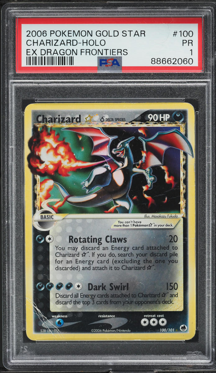 2006 Pokemon EX Dragon Frontiers Holo Charizard Gold Star #100 PSA 1 PR