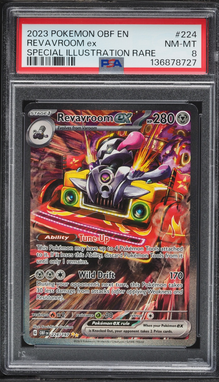2023 Pokemon Scarlet & Violet Obsidian Flames SIR Revavroom ex #224 PSA 8 NM-MT