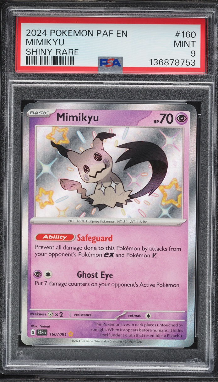 2024 Pokemon Scarlet & Violet Paldean Fates Shiny Mimikyu #160 PSA 9 MINT