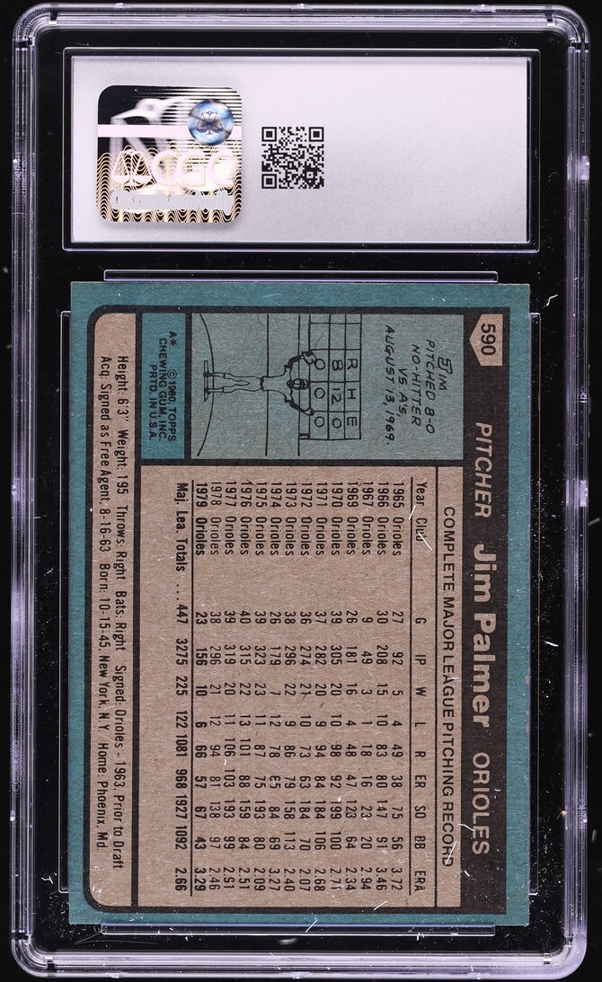 1980 Topps Jim Palmer #590 CGC 6 EXMT