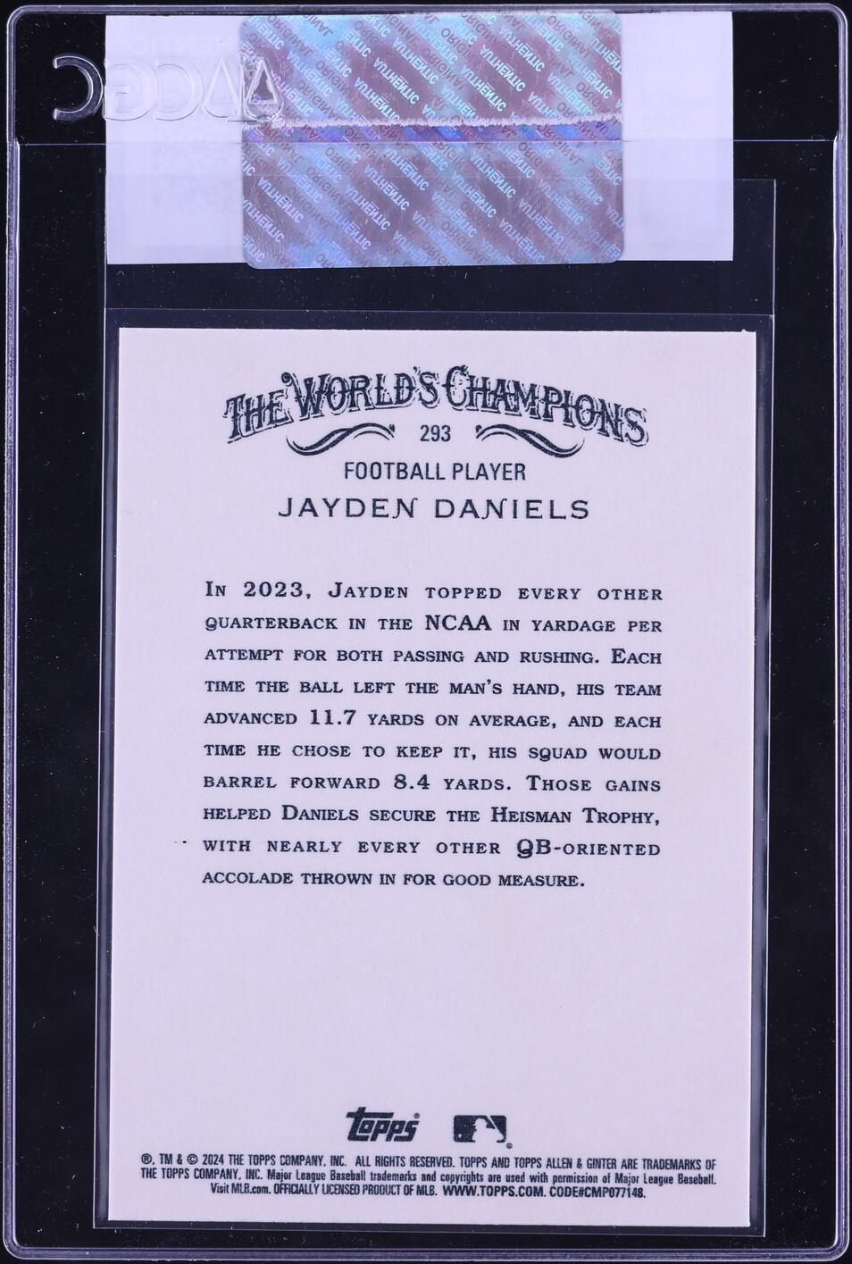 2024 Topps Allen & Ginter Jayden Daniels ROOKIE #293 CGC AUTH