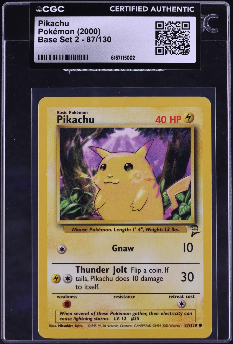 2000 Pokemon Base Set 2 Pikachu #87 CGC AUTH