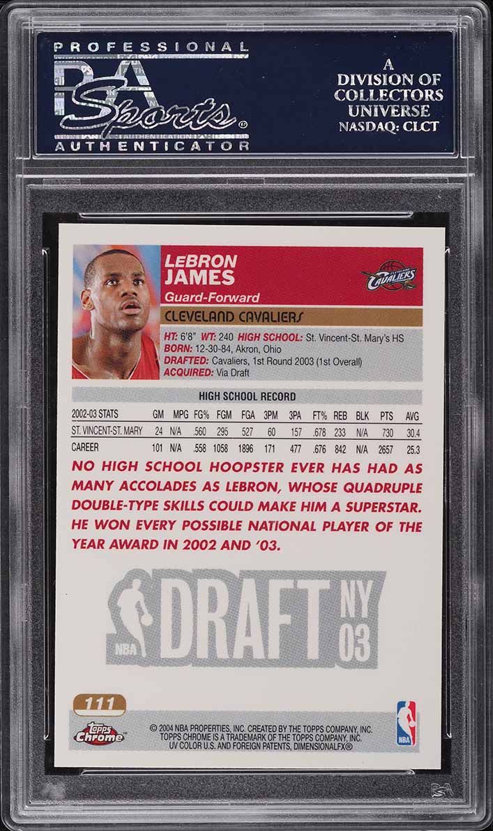 2003 Topps Chrome LeBron James ROOKIE #111 PSA 10 GEM MINT