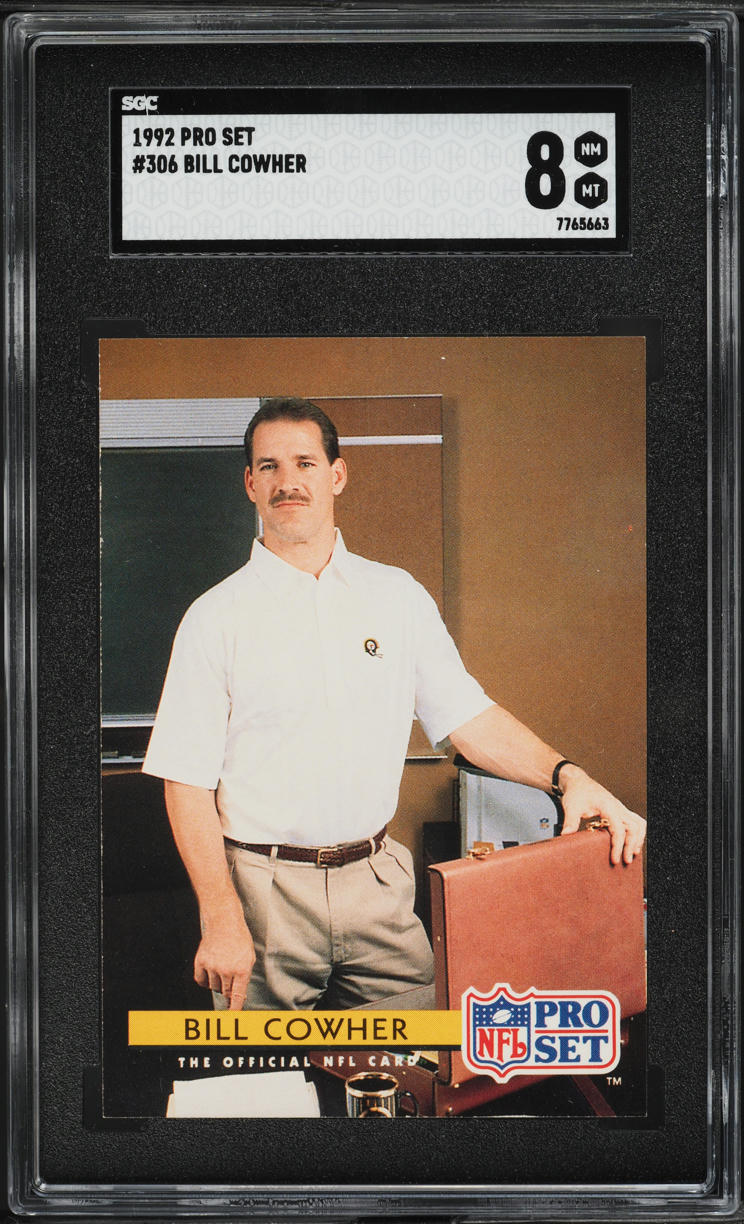 1992 Pro Set Football Bill Cowher #306 SGC 8 NM-MT