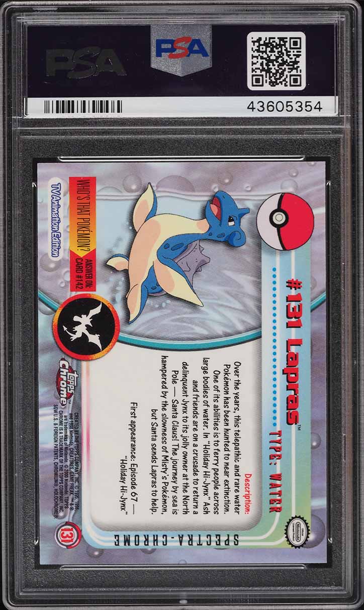2000 Topps Chrome Pokemon Series 2 Spectra Lapras #131 PSA 10 GEM MINT