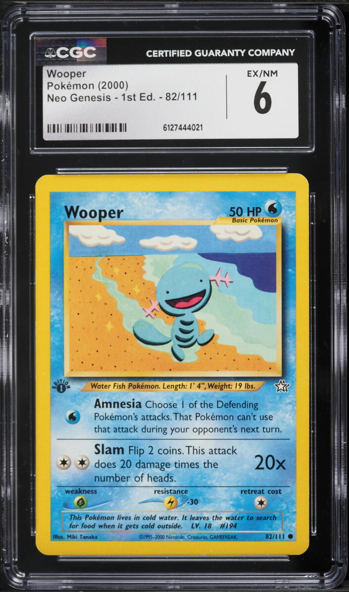2000 Pokemon Neo Genesis 1st Edition Wooper #82 CGC 6 EXMT