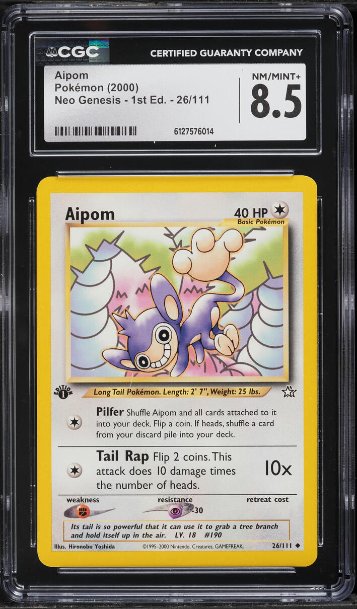 2000 Pokemon Neo Genesis 1st Edition Aipom #26 CGC 8.5 NM-MT+